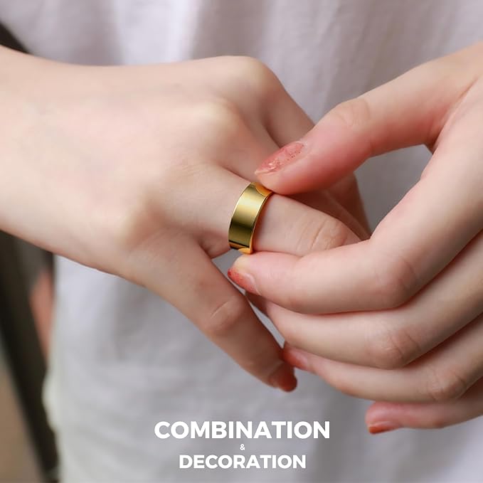 Smart Ring for Women Men Fitness Tracker with Blood Pressure,Heart Rate,Sleep Monitoring,Step Counting,for iPhone and Android,Waterproof smart blood pressure monitor,No Subscription Fees,Gold 8 size - Image 8