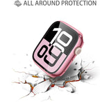 Misxi 2 Pack Tempered Glass Case Compatible for Apple Watch Series 11 (2025) Series 10 46mm, Hard PC Screen Protector Overall Protection Scratch-Resistant Cover for iWatch, 1 Rose Pink + 1 Transparent - Image 5