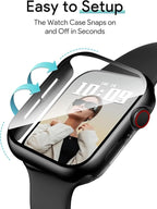 JR.DM 42mm 2 Pack Hard PC Case with HD Tempered Glass Screen Protector for Apple Watch Series 10/11 (2025), Guard Bumper Full Coverage Protective Anti-Scratch Face Cover for iWatch, Black+Clear - Image 8