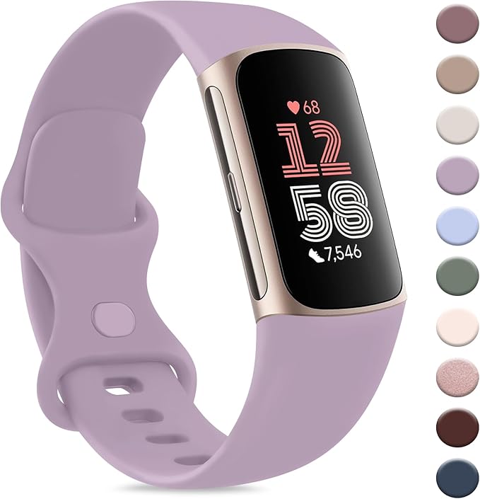 AK Sport Band Compatible with Fitbit Charge 6 Bands / Fitbit Charge 5 Bands Women Men, Classic Soft Replacement Straps Wristbands for Fitbit Charge 6 / 5 Advanced Fitness & Health Tracker (Light by AK