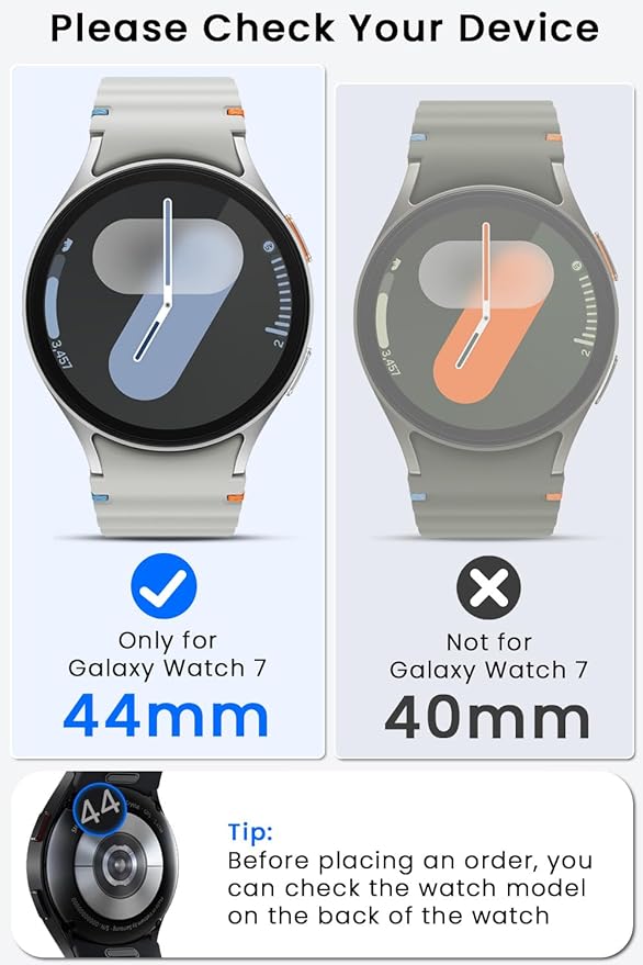 6+6 Pack Accessories Compatible with Samsung Galaxy Watch 7 Screen Protector Case 44mm + HD Ultra-thin Tempered Protective Film, Hard PC Bumper Waterproof Face Cover Set for Galaxy Watch 7 44mm Case Women/Men - Image 2