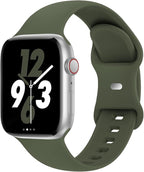Sport Band Compatible with Apple Watch 38mm 40mm 41mm 42mm 44mm 45mm 46mm 49mm, Replacement Soft Silicone Strap Wristbands for iWatch Series 11/10/9/8/7/6/5/4/3/2/1 Ultra SE Women Men, Army Green by Acrbiutu