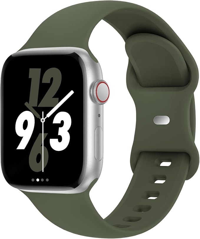 Sport Band Compatible with Apple Watch 38mm 40mm 41mm 42mm 44mm 45mm 46mm 49mm, Replacement Soft Silicone Strap Wristbands for iWatch Series 11/10/9/8/7/6/5/4/3/2/1 Ultra SE Women Men, Army Green by Acrbiutu