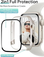 JR.DM 42mm 2 Pack Hard PC Case with HD Tempered Glass Screen Protector for Apple Watch Series 10/11 (2025), Guard Bumper Full Coverage Protective Anti-Scratch Face Cover for iWatch, Starlight+ Clear - Image 3