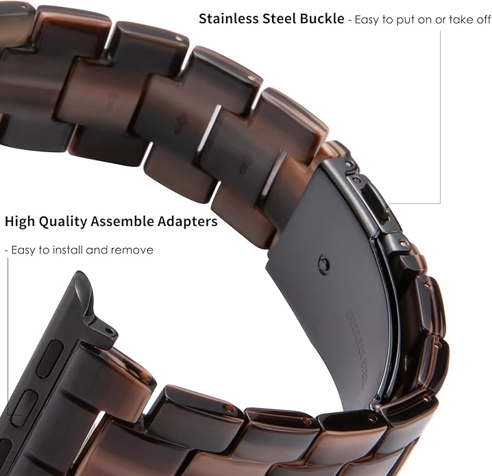 HOPO Compatible With Apple Watch Band 38mm 40mm 41mm 42mm 44mm 45mm 46mm 49mm,Resin Watch Strap Bracelet Wristband Fashion Lightweight Replacement For iWatch Bands Series 11 Ultra 10 9 8 7 6 5 4 3 2 1 SE for Women Men - Image 4