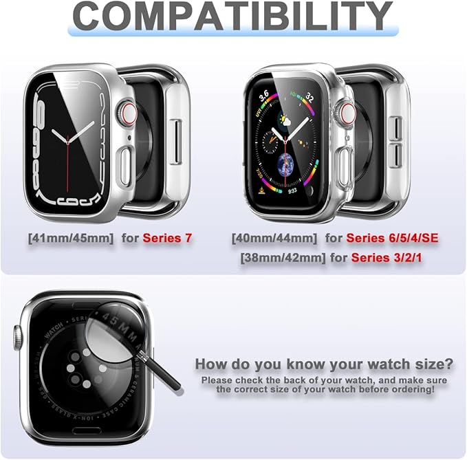 6 Pack Hard PC Case with Tempered Glass Screen Protector for Apple Watch 40mm SE 3/SE(2nd Gen) Series 6/SE/5/4,Rontion Ultra-Thin Scratch Resistant Protective Bumper Cover for iWatch 40mm Accessories - Image 2
