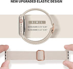 MOSINBAND Stretchy Braided Bands Compatible with Apple Watch 41mm 38mm 40mm,Adjustable Elastic Nylon Solo Loop Cute Soft Stretches Strap for iWatch SE Series 8/7/6/5/4/3,Women Men, Starlight - Image 4