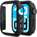 2 Pack Tempered Glass Case Compatible for Apple Watch, Hard PC Screen Protector Overall Protection Lightweight Scratch (Black(2-Pack), 38mm) by Unknown