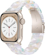 V-MORO Resin Bands Compatible with Apple Watch Series 11/10/9/8/7 Band 45mm 46mm Starlight Buckle Lightweight Fashion Strap Bracelet for iwatch Series SE/6/5/4/3/2/1(Jade Green,42/44/45/46/49mm) by V-MORO