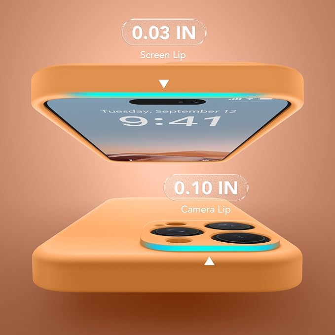 Magnetic for iPhone 16 Pro Case, Compatible with MagSafe, [Full Camera Protection][Screen Protector] Silicone Shockproof Protective Phone Case for iPhone 16 Pro 6.3", Cantaloupe - Image 4
