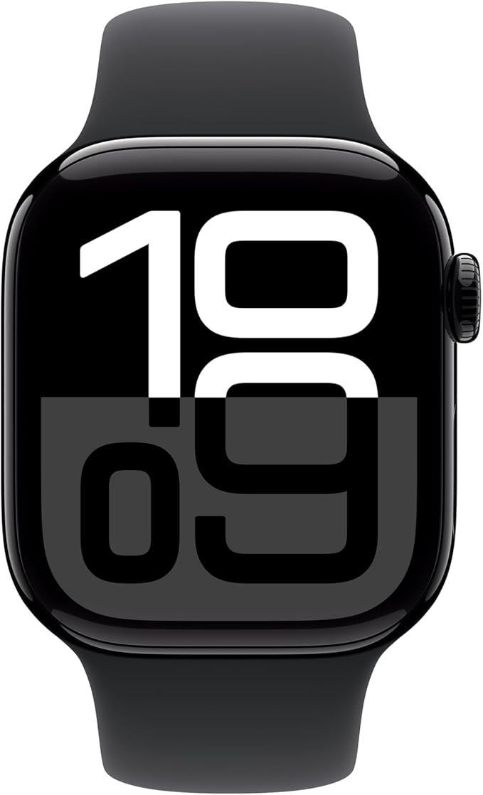 Apple Watch Series 10 [GPS 42mm] with Jet Black Aluminium Case with Black Sport Band - S/M. Fitness Tracker, ECG App, Always-On Retina Display, Water Resistant with AppleCare+ (2-years) - Image 2