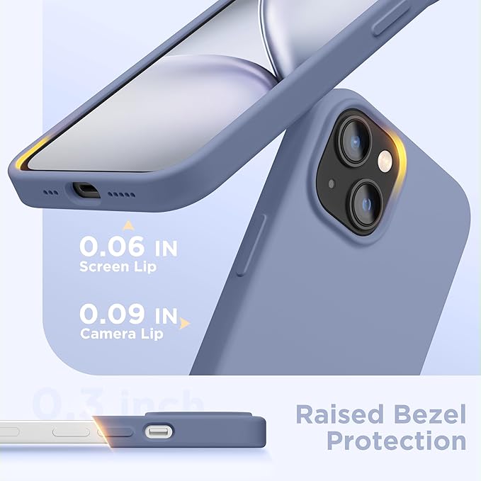 GolbinBox Magnetic for iPhone 13 Case & iPhone 14 Case, Compatible with MagSafe, [Soft Anti-Scratch Microfiber Lining], Slim Liquid Silicone Shockproof Protective Phone Case 6.1 inch, Lavender Gray - Image 7