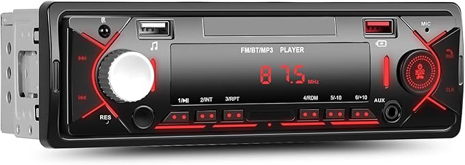 Car Radio Single Din Bluetooth Digital Car Stereo Receiver Hands-Free Calls Audio Multimedia System with 2 USB/AUX FM Radio USB Quick Charge MP3 Player by Zomolither