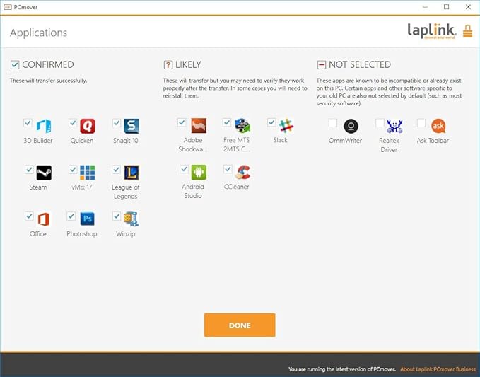 Laplink PCmover - Easy Migration of your Applications, Files and Settings from an Old PC to a New PC - Data Transfer Software with Optional Super Speed USB 3.0 Cable - Business Standard, 25 Licenses - Image 8