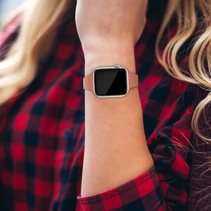 Thin Slim Band Compatible with Apple Watch 38mm 40mm 41mm 42mm 44mm 45mm 46mm 49mm, Replacement Silicone Sport Strap for iWatch Series 11/10/9/8/7/6/5/4/3/2/1 Ultra SE Women Men, Brown - Image 5