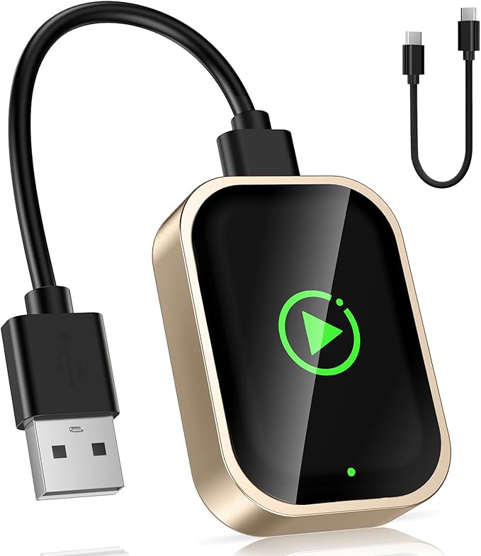 Wireless Carplay Adapter for iPhone, Converts Wired CarPlay to Bluetooth Wireless, Mini Car Play Screen Dongle with USB A/C for Cars 2018+ with Built-in Wired Carplay, Auto-Connect, No Delay by PABXTATU