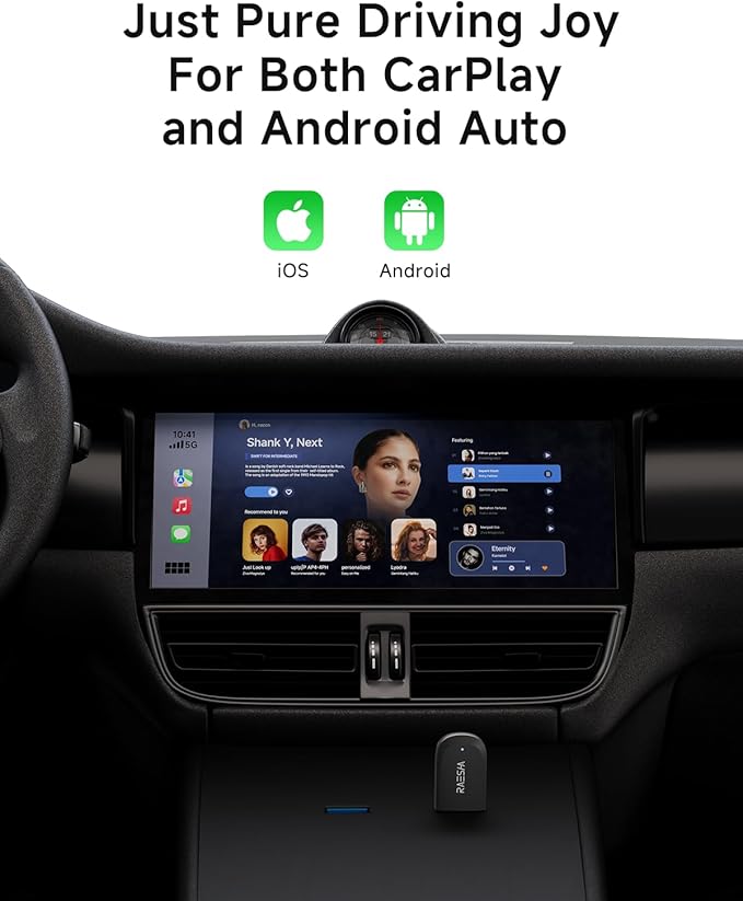 RAESHA Wireless CarPlay Adapter – Mini 2 in 1 Wireless CarPlay Adapter for Both Apple CarPlay and Android Auto – Easy Installation, Clutter-Free, and Seamless Control with Ultra-Fast Connection - Image 3