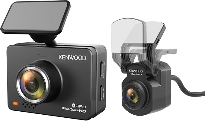 KENWOOD DRV-A510WDP Dash Cam Front and Rear with GPS, Full HD Dash Camera for Cars, Trucks & RVs, Bluetooth & WiFi Support, Loop Recording, G Sensor, Motion Detection by KENWOOD