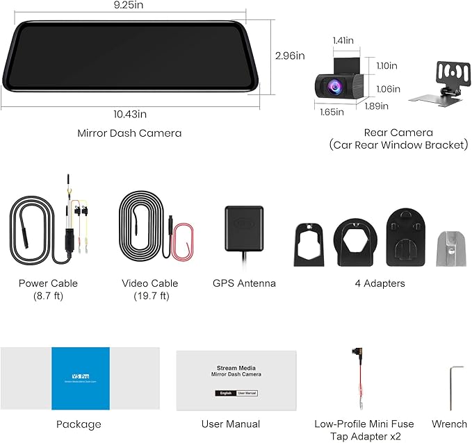 AUTO-VOX V5PRO 1080P 9.35'' OEM Rear View Mirror Camera, Full Laminated Ultrathin Touch Screen Mirror Dash Cam Front and Rear with No Glare, Super Night Vision Car Backup Camera Mirror - Image 9