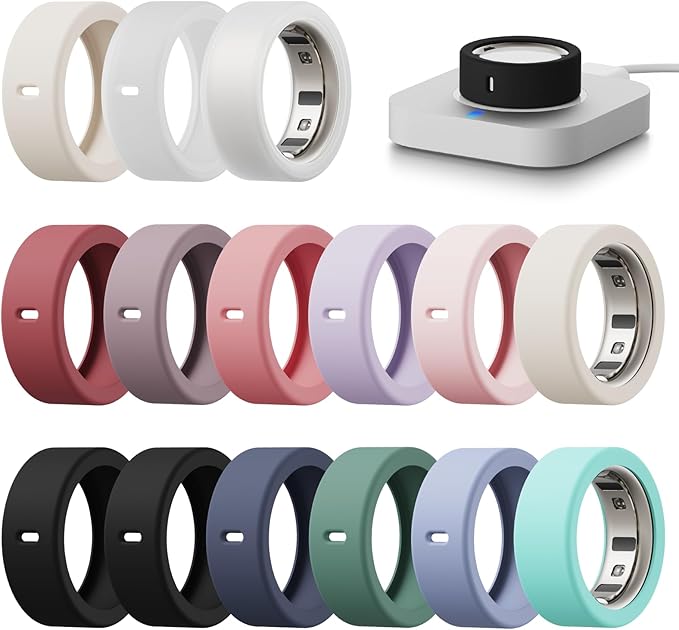 15 Pack Cover Compatible with Oura Ring Gen 4/4 Ceramic/Gen 3 Horizon/Gen 3 Heritage Case, Anti-Scratch Silicone Protector for Women Men Working Out Gym, Support Charging with Cover on by Hexasider