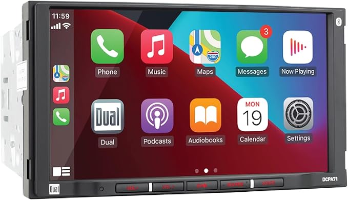 Dual Electronics DCPA71 7-inch Certified Apple Carplay Android Auto | Double DIN Touchscreen Car Stereo Radio | Bluetooth Hands Free Calling & Music Streaming | Backup Camera Input by DualElectronics