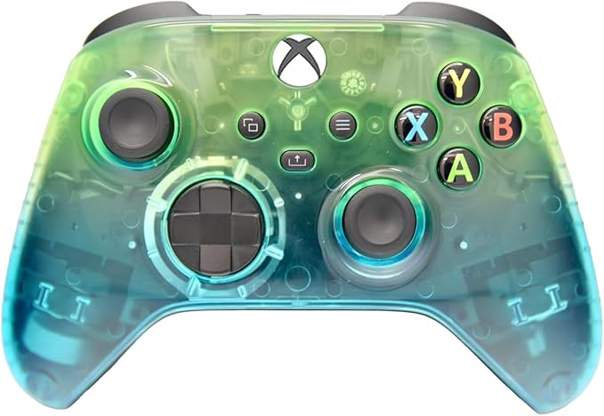 Wireless Custom Controller Compatible with PC, Windows 10+, Series X/S & One (Series X/S Clear Green & Blue) by ProControllers