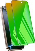 2 Pack for iPhone 15 Pro Privacy Screen Protector Tempered Glass for 6.1 inch Private Protective Film Anti-Blue Light Anti Spy No-Bubble Gradient Green [HD Clarity] by jehezkel