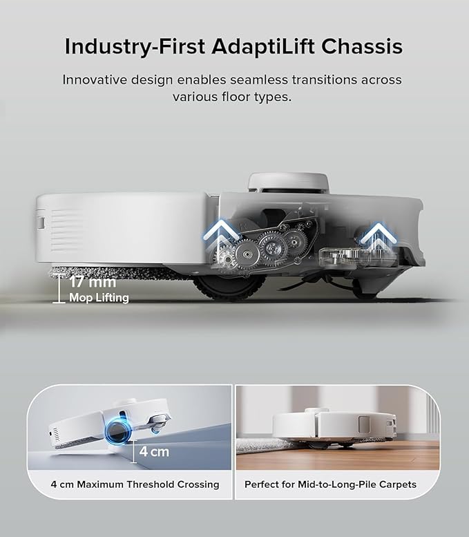 roborock Qrevo Edge Robot Vacuum and Mop, 18,500Pa Suction, Zero-Tangling, AdaptiLift Chassis, Hot Water Mop Washing & Dock Self Cleaning (Renewed) - Image 4