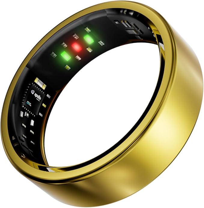 Titanium Smart Ring, Sleep & Activity Tracking Ring with Heart Rate, HRV, Stress Insights, 7-Day Battery Life, No Subscription, IP68 Waterproof, iOS & Android Compatible (Gold, 11) by VictormontRing