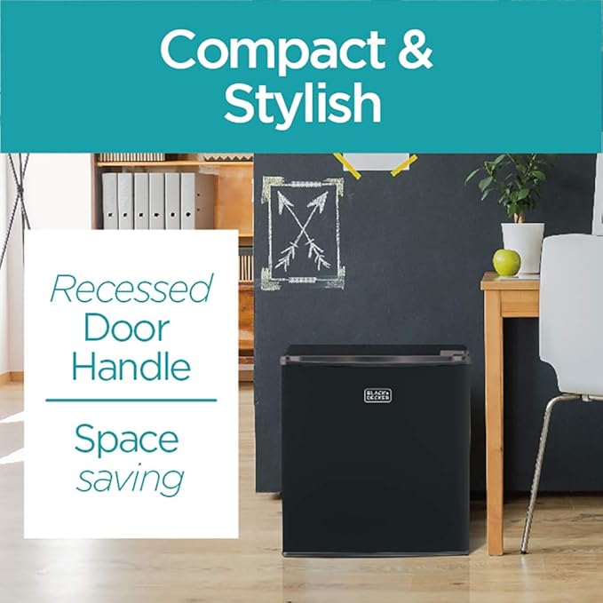 BLACK+DECKER BCRK17B Compact Refrigerator Energy Star Single Door Mini Fridge with Freezer, 1.7 Cubic Feet, Black & Digital Microwave Oven with Turntable Push-Button Door, Child Safety Lock - Image 4