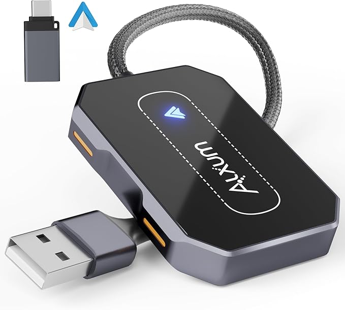 Alxum Wireless AA Adapter - Convert Wired to Wireless for Android Auto, Dual Connection Design, Online Upgrade Only, Supports AA 12+ by Alxum