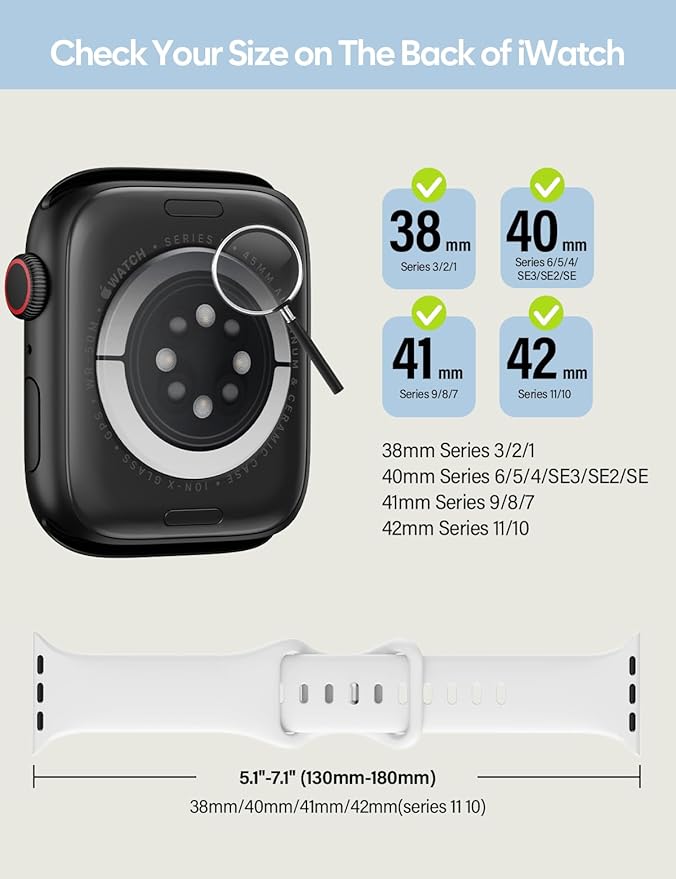 Sport Silicone Band Compatible with Apple Watch Bands 40mm 38mm 41mm 44mm 45mm 42mm 49mm Women Men,Soft Wristband Waterproof Replacement Sport Strap for iWatch Bands Series 9 8 7 6 5 4 3 2 1 SE Ultra - Image 2