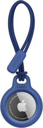 Belkin Apple Airtag Secure Holder With Strap - Apple Air Tag Keychain - Airtag Holder With Strap For Key Ring - Airtag Keychain Accessories - Scratch Resistant Airtag Case With Raised Edges - Blue by Belkin