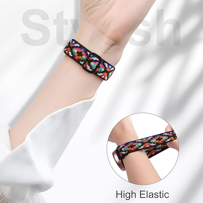 Lerobo Elastic Bands Compatible with Samsung Galaxy Watch 8 7 6 5 4 40mm 44mm/Galaxy Watch 8 Classic 6 4 Classic 43mm 47mm 42mm 46mm/5 Pro Band 45mm/Active 2,3 Pack 20mm Adjustable Nylon Sport Band - Image 5