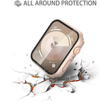 Misxi 2 Pack Tempered Glass Case Compatible for Apple Watch Series 9 Series 8 Series 7 41mm, Hard PC Screen Protector Overall Protection Scratch-Resistant Cover for iWatch, 1 Rose Gold + 1 Transparent - Image 5