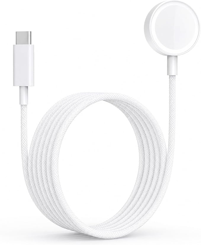 Magnetic Fast Charger for Apple Watch, Smart iWatch Charger, Compatible Apple Watch Chargers for Ultra 2/Ultra/Series 10/9/8/7/6/SE, USB C, Durable & Safe, 2-3 Hour Full Charge, Smart IC, 3FT, White by TRAVELDEPOT