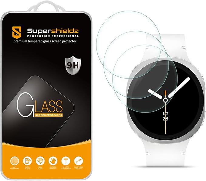 Supershieldz (3 Pack) Designed for Samsung Galaxy Watch 8 (40mm) Tempered Glass Screen Protector, Anti Scratch, Bubble Free by Supershieldz