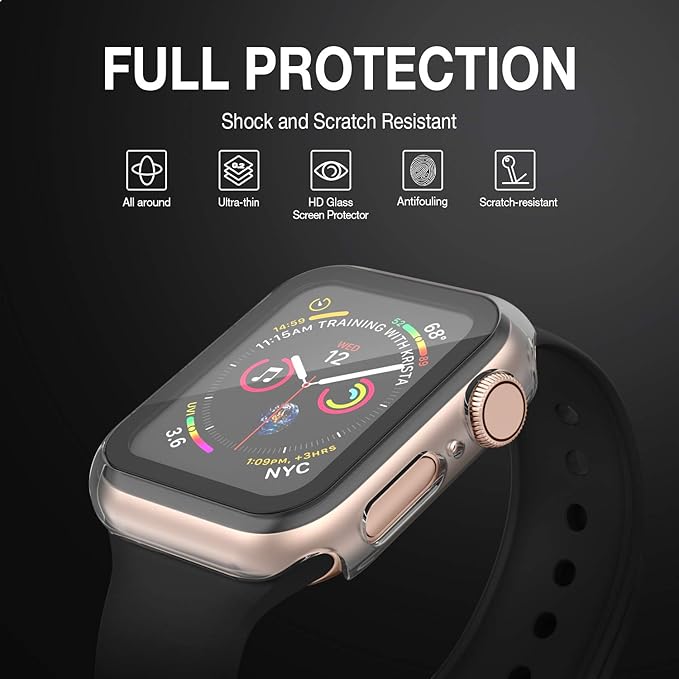 Case Compatible with Apple Watch 40MM Series 6/5/4/SE with Built-in Tempered Glass Screen Protector, All-Around Ultra-Thin Bumper Full Cover Hard PC Protective Case for iWatch - Image 2