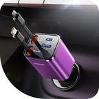 [2026 Ultra-Compact] Retractable Car Charger USB C 84W Car Accessories Adapter for iPhone 16 Fast Charging, Car Travel Essentials Gifts for Women Men, Car Phone Charger for iPhone15 Pro Max, Purple by JOYROOM