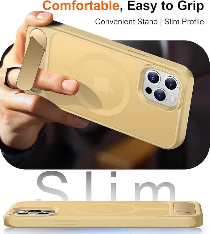 Temdan Magnetic Compatible with iPhone 12 Case & iPhone 12 Pro Case, [Built-in Invisible Kickstand][Compatible with MagSafe][Military Grade Shockproof] Slim Translucent Matte Phone Case 6.1" - Image 6