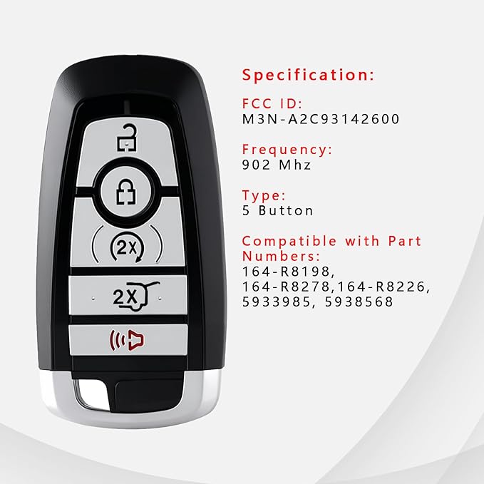 Replacement for Proximity Smart Key Fob for F ord Explorer Expedition Edge 2018-2022 Lincoln Navigator Aviator Corsair 2020-2022 (FCC:M3N-A2C93142600 5 Buttons ) 1 pcs - Image 3