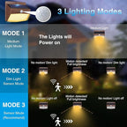 Peasur Solar Outdoor Lights, [2 Packs] Motion Sensor Security Lights with 3 Lighting Modes Wall Lights Waterproof Solar Powered Lights for Garden Yard, Brown Warm - Image 3