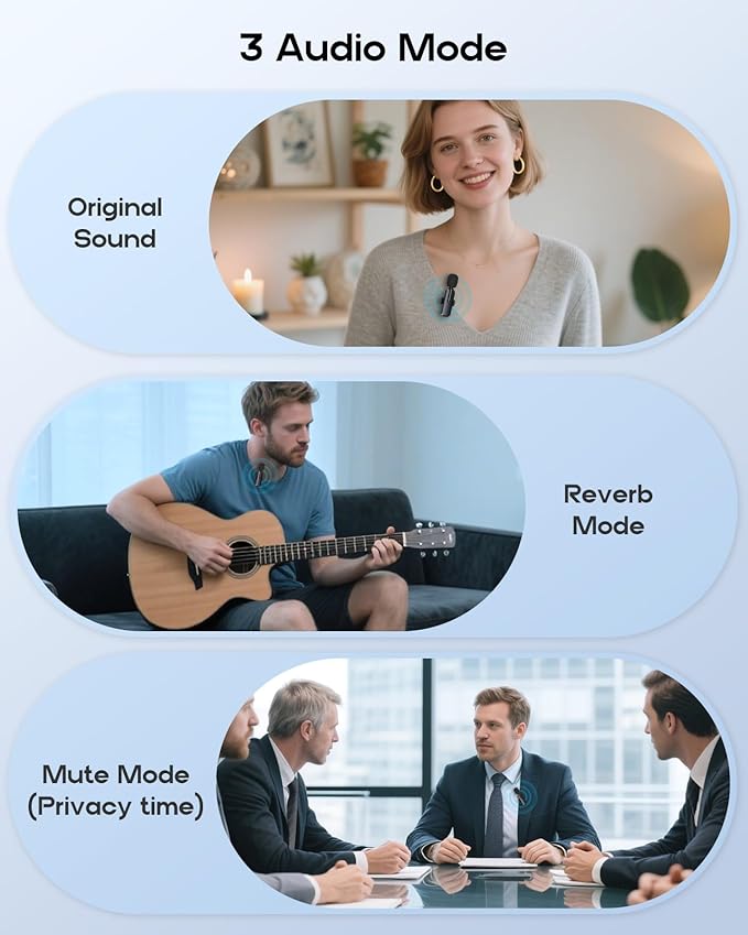 Wireless Mini Microphone for iPhone - 2 Pack Lavalier Microphone for Video Recording, 2 in 1 Noise Reduction Lapel Mic for Ipad, Android,Clip-on Mini Mic with Charging Case - Image 6