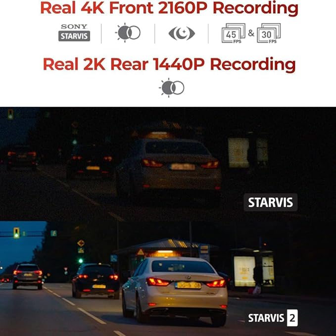 THINKWARE ARC 700 4K Dash Cam Front and Rear, No Memory Card, 4K+2K Dual Camera, Sony STARVIS Sensor, HDR, Super Night Vision 3.0, 5GHz Wi-Fi, GPS, Parking Mode, Speed and Red Light Alerts - Image 3
