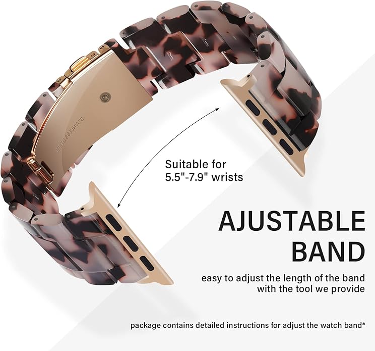 HOPO Compatible With Apple Watch Band 38mm 40mm 41mm 42mm 44mm 45mm 46mm 49mm,Resin Watch Strap Bracelet Wristband Fashion Lightweight Replacement For iWatch Bands Series 11 Ultra 10 9 8 7 6 5 4 3 2 1 SE for Women Men - Image 6