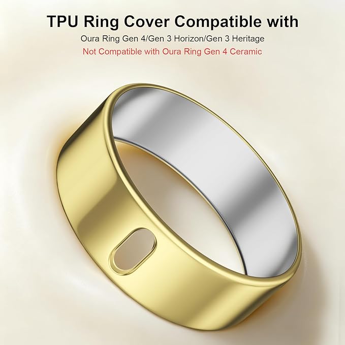 3 Pack Cover Compatible with Oura Ring Gen 4/Oura Ring Gen 3 Horizon/Heritage-Size 13,Support Charging with Cover on,Anti-Scratch TPU Ring Protector for Men Women,Gold+Champagne Gold+Rosegold - Image 2