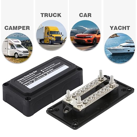 100A Bus Bar Heavy Duty Module Design Power Distribution Block 12V 24V 48V DC Waterproof Busbar Box with 4X M6(1/4") Terminal Studs for Battery Marine Automotive RV Car Truck - Image 5