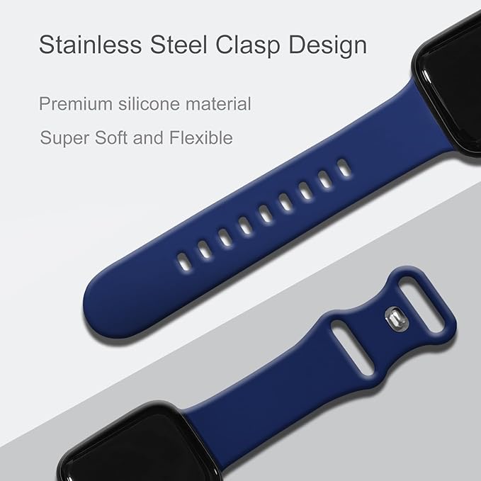 Sport Bands Compatible with Apple Watch Band Women Men 40mm 38mm 41mm 42mm 44mm 45mm 46mm 49mm ,Soft Wristband Waterproof Replacement Strap for iWatch Bands Series 11 10 9 8 7 6 5 4 3 2 1 SE Ultra Navy Blue - Image 3