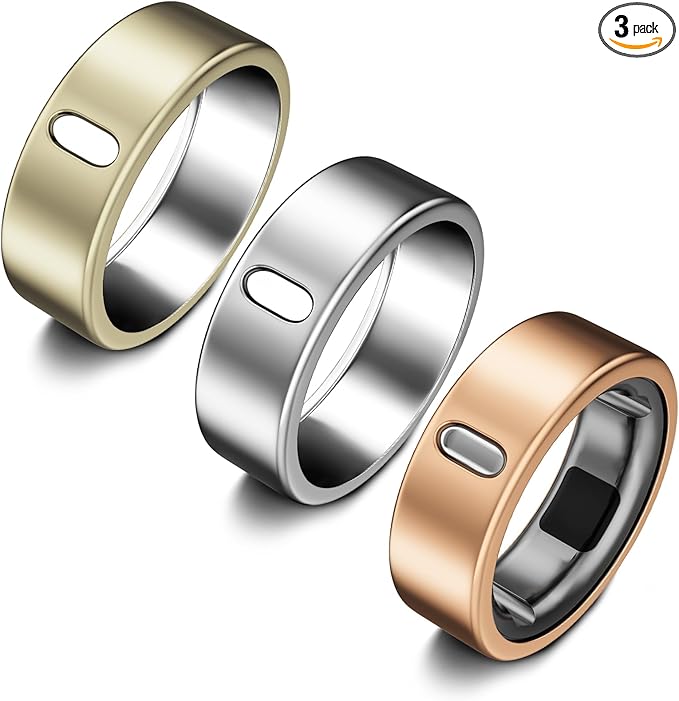 3 Pack Cover Compatible with Oura Ring Gen 4/Oura Ring Gen 3 Horizon/Heritage, Support Charging with Cover on, Anti-Scratch TPU Protector for Men Women (Size 8, Silver+Rosegold+ChampagneGold) by ZOOROO