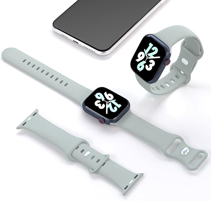 Sport Band Compatible with Apple Watch 38mm 40mm 41mm 42mm 44mm 45mm 46mm 49mm, Replacement Soft Silicone Strap Wristbands for iWatch Series 11/10/9/8/7/6/5/4/3/2/1 Ultra SE Women Men, Succulent - Image 2